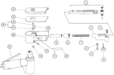 Page A Diagram and Parts List for 18026  Dynabrade Saw
