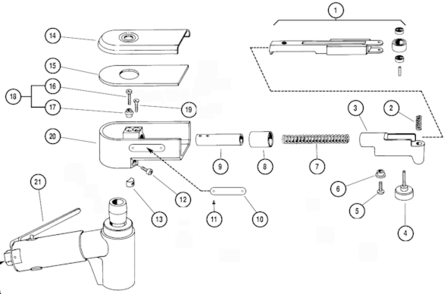 Page A Diagram and Parts List for 18100  Dynabrade Bandfile