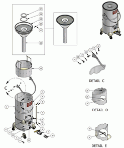 TANK Diagram and Parts List for IT-85L  Dynabrade Dust Collector