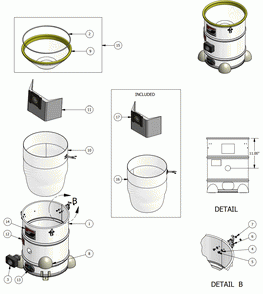 Tank Diagram and Parts List for AVSD-40L  Dynabrade Dust Collector