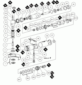 Section 1 Diagram and Parts List for 54743  Dynabrade Grinder