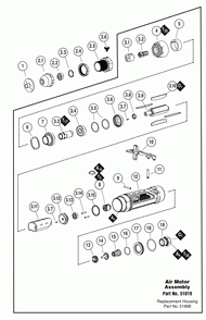 Section 1 Diagram and Parts List for 51865  Dynabrade Grinder