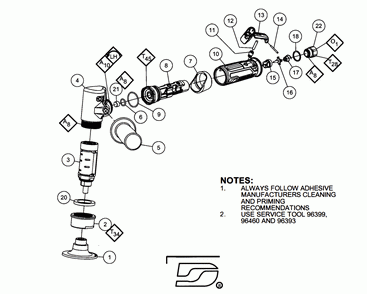 Part Location Diagram of 01711 Dynabrade SHORT BLOCK ASSY .. 7-7' LG SHANK