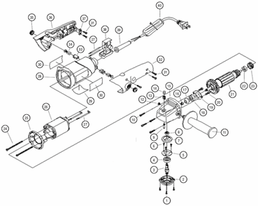 Page B Diagram and Parts List for 40600  Dynabrade Sander Polisher