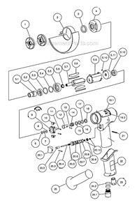 Part Location Diagram of 55060 Dynabrade Motor Assembly