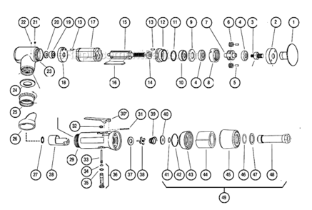 Page A Diagram and Parts List for 51402  Dynabrade Sander Polisher