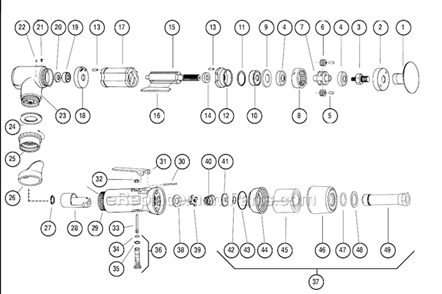 Page A Diagram and Parts List for 51420  Dynabrade Sander Polisher