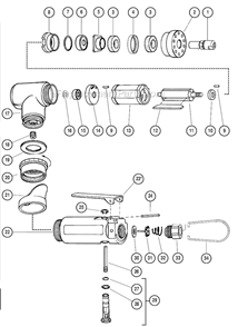 Page A Diagram and Parts List for 52204  Dynabrade Grinder