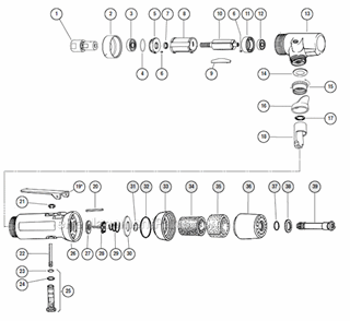 Page A Diagram and Parts List for 52297  Dynabrade Grinder
