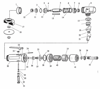 Page A Diagram and Parts List for 52433  Dynabrade Saw
