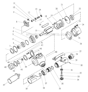 Page A Diagram and Parts List for 52455  Dynabrade Grinder