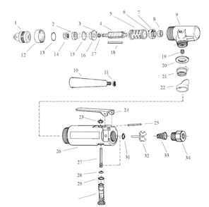 Page A Diagram and Parts List for 52610  Dynabrade Drill
