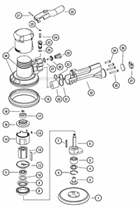Part Location Diagram of 64440 Dynabrade Housing Assembly
