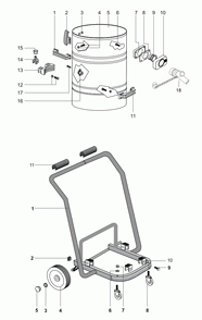 Cart Diagram and Parts List for 61403  Dynabrade Dust Collector