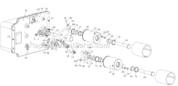 Page D Diagram and Parts List for 64000  Dynabrade Sander Polisher