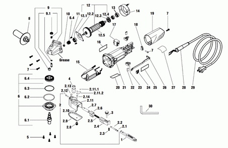 Section_1 Diagram and Parts List for 40611  Dynabrade Belt or Drum Sander