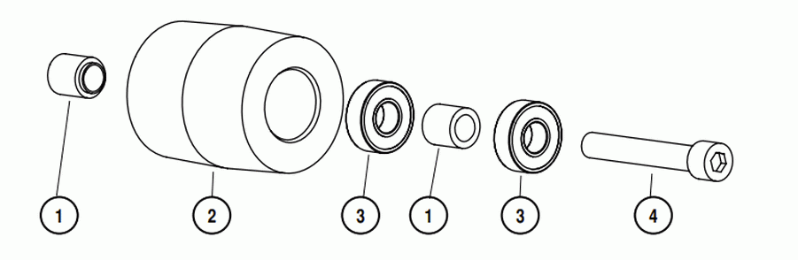 Tension Roll Assembly Diagram and Parts List for 65428  Dynabrade Miscellaneous