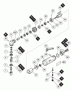 Section 1 Diagram and Parts List for DGR51  Dynabrade Grinder