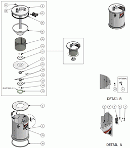MIDDLE RING Diagram and Parts List for IT-85L  Dynabrade Dust Collector