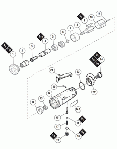 Section 1 Diagram and Parts List for DGS31  Dynabrade Grinder