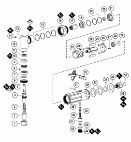 Section 1 Diagram and Parts List for 55541  Dynabrade Grinder