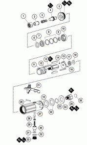 Section 1 Diagram and Parts List for 55521  Dynabrade Grinder