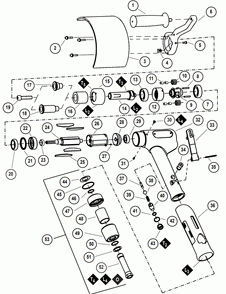 Air Motor and Machine Parts Diagram and Parts List for 13401  Dynabrade Sander Polisher