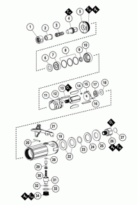 Section 1 Diagram and Parts List for 55520  Dynabrade Grinder