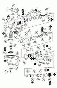 Section 1 Diagram and Parts List for 53281  Dynabrade Grinder