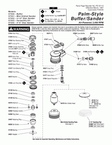 Section 1 Diagram and Parts List for 57553  Dynabrade Sander