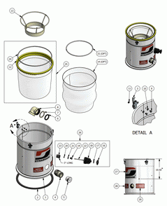 MIDDLE RING Diagram and Parts List for SS-20DTMFS  Dynabrade Dust Collector