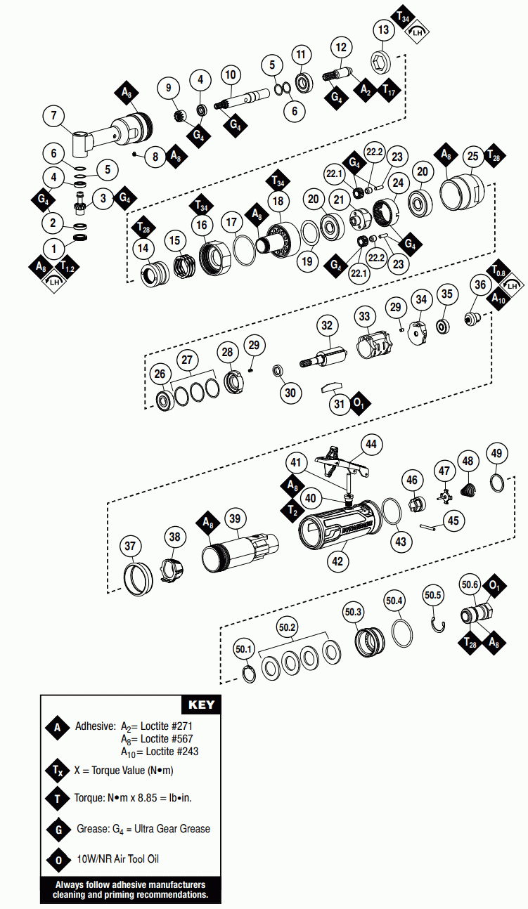 Section 1 Diagram and Parts List for 55587  Dynabrade Drill