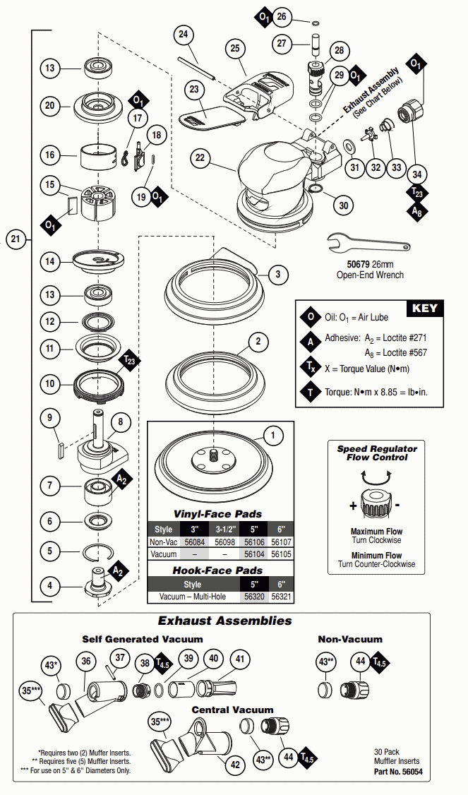 Section_1 Diagram and Parts List for 59164  Dynabrade Sander