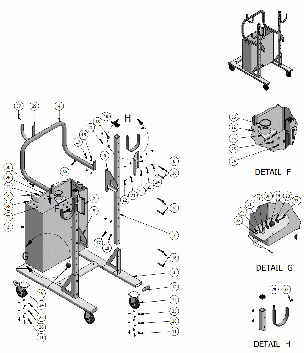 CART Diagram and Parts List for 61457  Dynabrade Miscellaneous