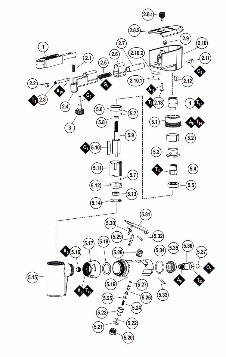 Section 1 Diagram and Parts List for NF1  Dynabrade Belt or Drum Sander