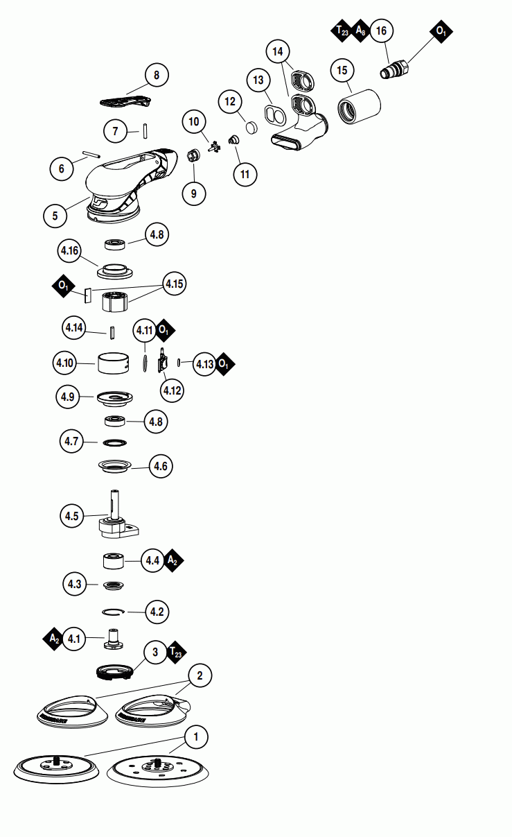 Section_1 Diagram and Parts List for X52  Dynabrade Sander
