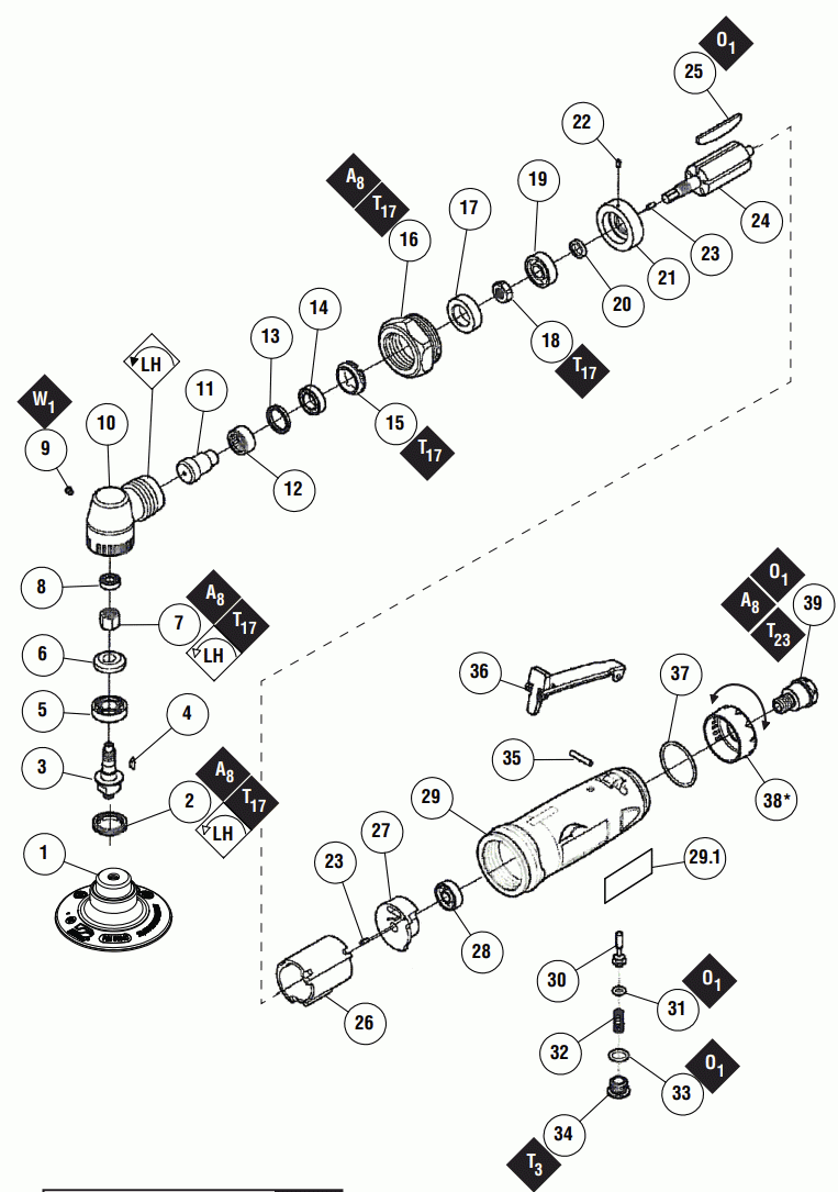 Section 1 Diagram and Parts List for DS53  Dynabrade Sander