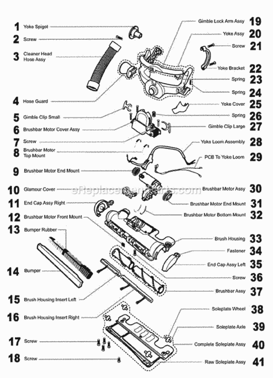 Page A Diagram and Parts List for DC15  Dyson Upright Vacuum