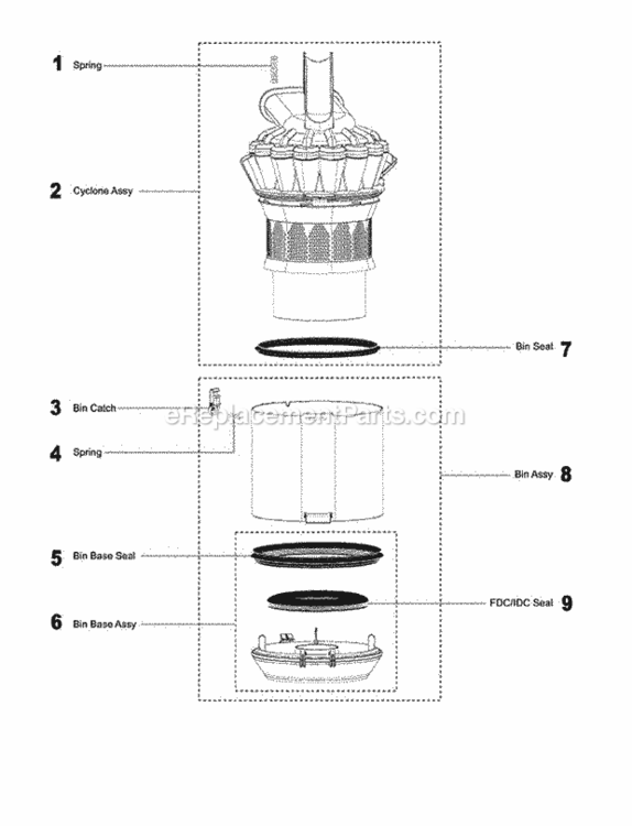 Page C Diagram and Parts List for DC22  Dyson Canister Vacuum