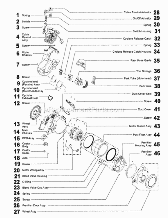 Page A Diagram and Parts List for DC23  Dyson Canister Vacuum