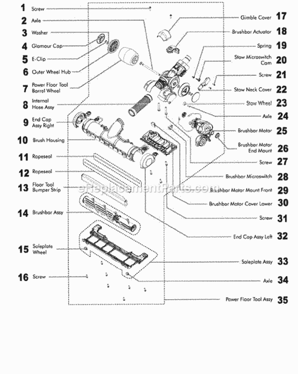 Page D Diagram and Parts List for DC23  Dyson Canister Vacuum