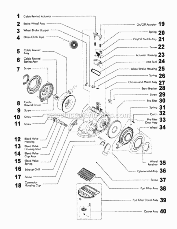 Page A Diagram and Parts List for DC26  Dyson Canister Vacuum