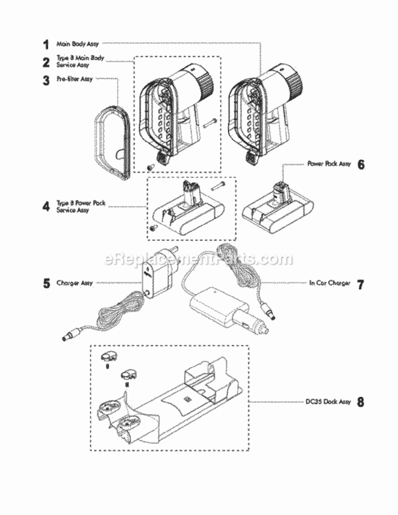 Page A Diagram and Parts List for DC31  Dyson Hand Vacuum