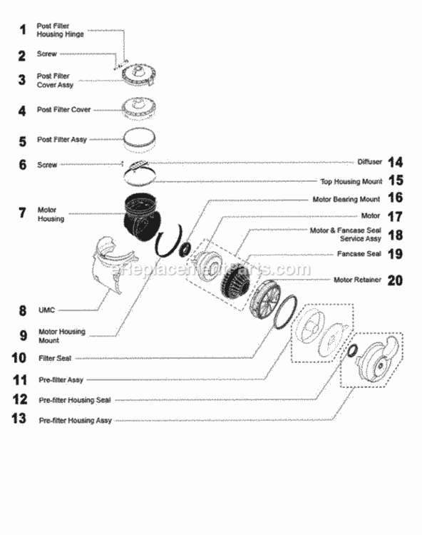 Page C Diagram and Parts List for DC33  Dyson Upright Vacuum