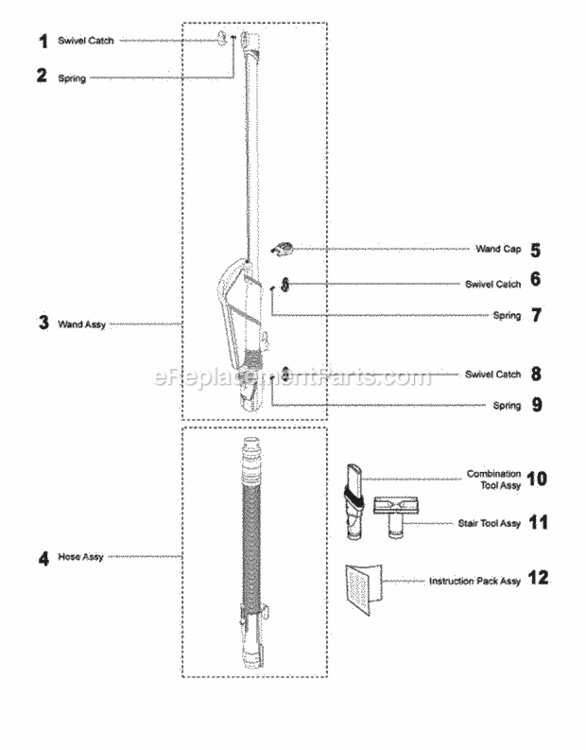 Page E Diagram and Parts List for DC33  Dyson Upright Vacuum