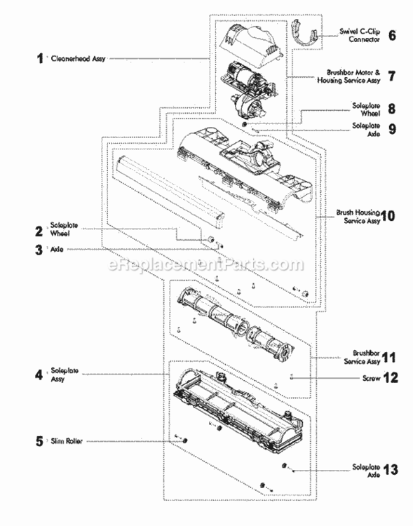 Page A Diagram and Parts List for DC40  Dyson Upright Vacuum