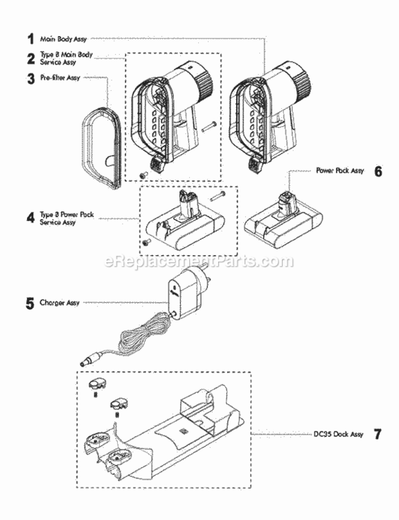 Page A Diagram and Parts List for DC44  Dyson Hand Vacuum