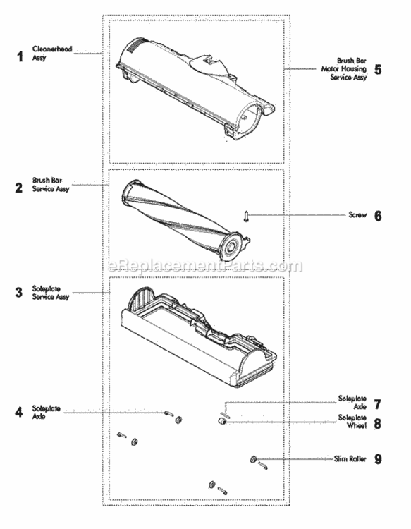 Page A Diagram and Parts List for DC50  Dyson Upright Vacuum