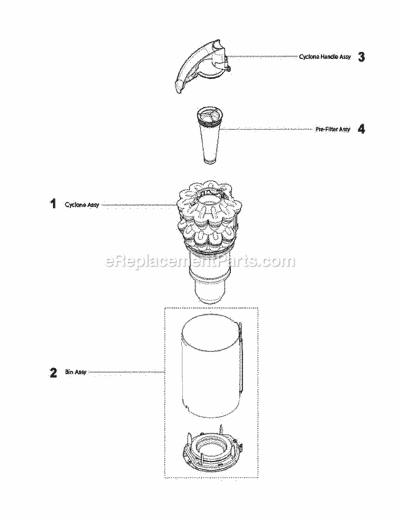 Page D Diagram and Parts List for DC50  Dyson Upright Vacuum