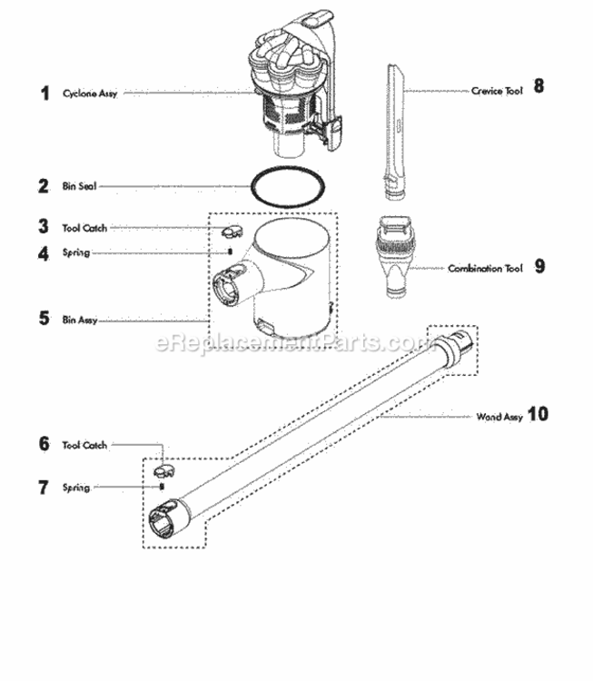 Page B Diagram and Parts List for DC56  Dyson Hand Vacuum